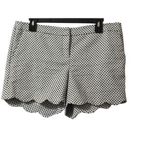 Saint Tropez West Womens Navy White Geometric Dot Scalloped Hem Shorts Size 10